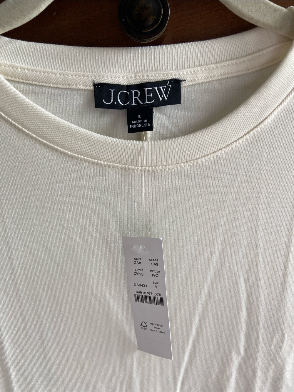 J. Crew Cream Short Sleeve Crewneck Tee - Picture 2 of 3
